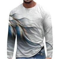 Есенни ризи за мъже с дълъг ръкав 3D тениска за печат разхлабена пуловер подкосъхранена топ блузи и ризи