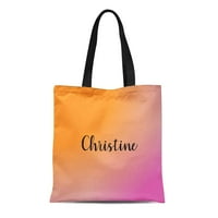 Платно тотална чанта оранжево персонализиране на цветни монограми Име Скрипт Текст Деца розово многократно чанта за чанта за рамо раменни чанти за пазаруване на хранителни стоки