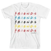 Приятели телевизионно предаване Повторение на логото на момчетата бяла тениска