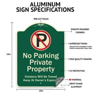Подписване A-DES-GW-1824- in. Дизайнерски сериал знак-Църковен паркинг с лява стрелка, зелено и бяло