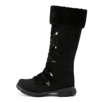 Tawop Black Combat Boots Жени, ботуши дантела с цип снежни ботуши плюшени памучни ботуши Топли чисти памучни обувки Плюше