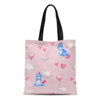 Платно тотална чанта розово шарени сладки еднорог и модел малки момичета стая многократна чанта за чанта за рамо раменни чанти за пазаруване