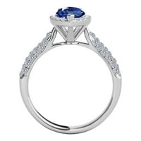 Aonejewelry Ct. TTW диамантен и крушов сапфирен пръстен в 10K бяло злато