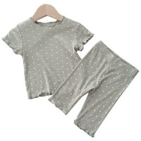 1-6t деца бебе момичета меки удобни спални дрехи с къси ръкави с капри с панталони с капри тера панталони с две части PJS Lounge комплекти
