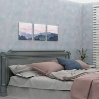 Afuly Mountain Wall Art Grey Mazy Pastel Sky Canvas Розово залез Glow Prints Landscape Scene Decor Decor for Holl Panels