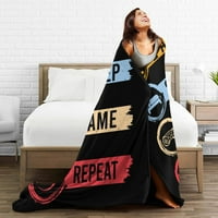 Vintage Eat Sleep Game Повторение Модел за хвърляне на одеяло, леко уютно одеяло за меко хвърляне на дивана, 60 x50 хвърлете одеяла за легло