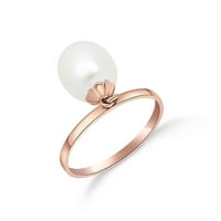 Galaxy Gold Size 6. 14k твърд розов златен пръстен с висяща естествена перла