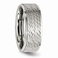Mia Diamonds неръждаема стомана, четка и полирана текстурирана сватбена годежна лента с размер на пръстена - 11