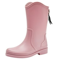 DMQUPV дъжд Уелс за жени Външни обувки Кухня гумени обувки Меко дъно Удобна средна тръба Дъжд ботуши Човек кабини обувки розово 8.5