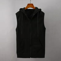 Penkiiy жилетка за мъже модни мъже без ръкави солидна качулка с тънка тънка яке блуза върхове риза черна жилетка