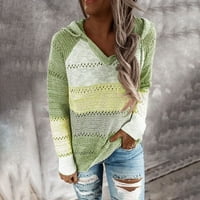 Fanxing женски суичър с V Neck плетен пуловер есен небрежен райе отпечатан пуловер пуловер блуза s, m, l, xl, xxl, xxxl, xxxxl, xxxxxl