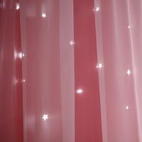 Домашен декор Звездно небе чиста завеса тюл прозорец лечение voile драпиране валантна двойна палуба розово с един размер