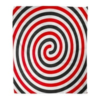 Flannel Throing Bendle Abstract дебел черен двоен спирала символ Прост плосък и червен кръг Лек уютен плюшен пухкав топъл размит мек
