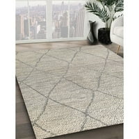 Ahgly Company Indoor Rectangle Modern Modern White Gold Oriental Area Rugs, 4 '6'