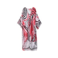Kimonos Cardigan за жени плюс размер ежедневен моден летен ръкав отпечатък Loose Snadscreen Thin Style Blouse on Clearance