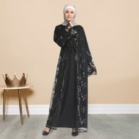 Пуловери Baberdicy for Women Cuchlow Long Loose Kaftan Womens Out Abaya Sequin Cardigan Cardigan Арабски женски жилетка Solid CautÃ¯Â¼â Black 2xl)