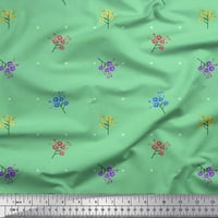 Soimoi Green Polyester Crepe Fabric Dot & Floral Artistic Fabric отпечатъци по двор