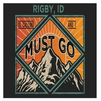 Rigby Idaho 9x Souvenir Wood Sign With Frame трябва да премине дизайн