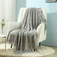Плетен декоративно одеяло за хвърляне на диван стол легло ， меко топло уютно леко тегло за пролетта лято есен