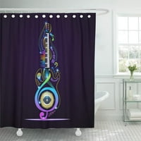 Цветни музикални инструменти колаж за рок джаз блус блус салон за душ завеса