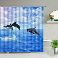 Делфин принт водоустойчив душ завеса океан океан животински пейзаж декор за баня полиестер плат с куки платнени завеси