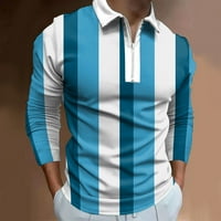 Поло ризи за мъже модни разхлабени лапета цип 3D цифров печат с дълъг ръкав отгоре