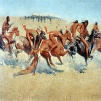 Ремингтън: Индийска война. Нойл на платно от Фредерик Ремингтън, 1908. Плакатен печат от
