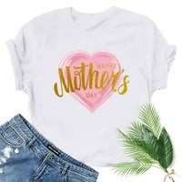 Yuelianxi Day Mother Day за жени с къс ръкав с кръгла тениска на тениска на тениски