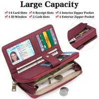 Дамски портфейл RFID блокиращ кожен цип около китката на съединителя на портфейла с голям капацитет Пътуване дълга чанта