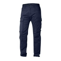 Фетернален мъжки твърд цвят хлабав монтаж на триизмерни джобове с множество джобове и панталони с прави панталони за мъже