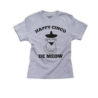 Happy Cinco de Meow - любител на котките Cinco de Mayo Humor Boy's Cotton Youth Grey Thrish