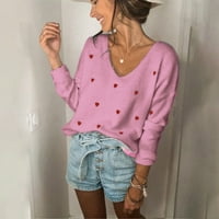 Големи пуловери за женски доставчик на сърце доставчик с дълъг ръкав върхове Топци момичета пуловер розово