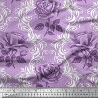 Soimoi Poly Georgette Fabric Dot, Damask & Rose Flower Print Fabric по двор