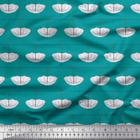 Soimoi Green Georgette Viscose Fabric Rope & Umbrella Fashion Printed Fabric Wide