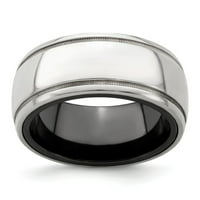 Едуард Мирел Черен титан и стерлингов сребърен полиран купол с размери на пръстена: 13; за възрастни и тийнейджъри; За жени и мъже