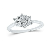 Бижута стерлинги сребърни жени кръгли диамантени илюзионни цветя клъстер пръстен cttw