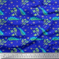 Soimoi Blue Cotton Cambric Fabric Dot & Leaves Printted Craft Fabric край двора