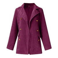 Xinqinghao женски бутони с дълъг ръкав якета якета палто с дълъг ръкав ежедневни якета запушване на шията плюс размери джобове якета червено m