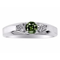 *Rylos просто елегантен красив зелен сапфирен пръстен - септември роден камък*Стерлинг сребро