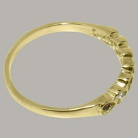 Британски направени 18k жълто злато кубичен циркония и естествен гранат женски пръстен за вечност - Опции за размер - размер 5