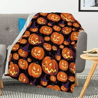 Хелоуин хвърлете одеялен фенер тикви с бонбони царевица за диван за диван стол или общежитие супер мек лек размер на крал