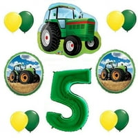 Фермерски трактор # 5 -ти зелен честит рожден ден балон букет декорация