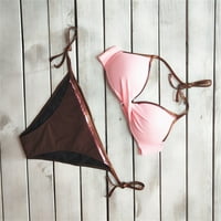 IOPQO бански костюм жени две Soild Print Split Cets Plus Size Beachwear Bikini Bikini комплекти за жени