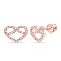 Diamond Princess 14kt розово злато дамски кръгли диамантени омразни обеци от сърце cttw
