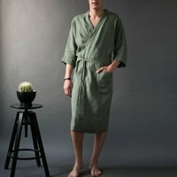 Кратко ръкав на Umitaymen с дълъг халат за домашни дрехи плътни цветни бельо пижама халат