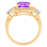 3.1ct Princess Cut Purple Natural Amethyst 14K Yellow Gold Anniversary Angagement Stone Ring Size 5.75