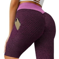 Pxiakgy йога къси панталони за жени спортни спортни шорти небрежни лифтинг фитнес йога кльощави йога панталони лилаво + xxl