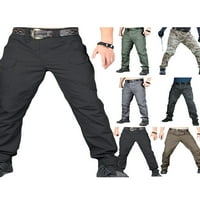 Мъжете товарни панталони с цип и затваряне на копчета твърди панталони за змийска кожа с джобове