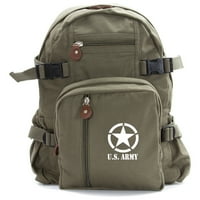 S. Army Star военна армия спортна чанта за раница в тежка категория в маслина и бяло, малка