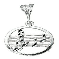 Sterling Silver 16 Bo Chain Music персонал Stave Treble Clef Notes Висулка колие